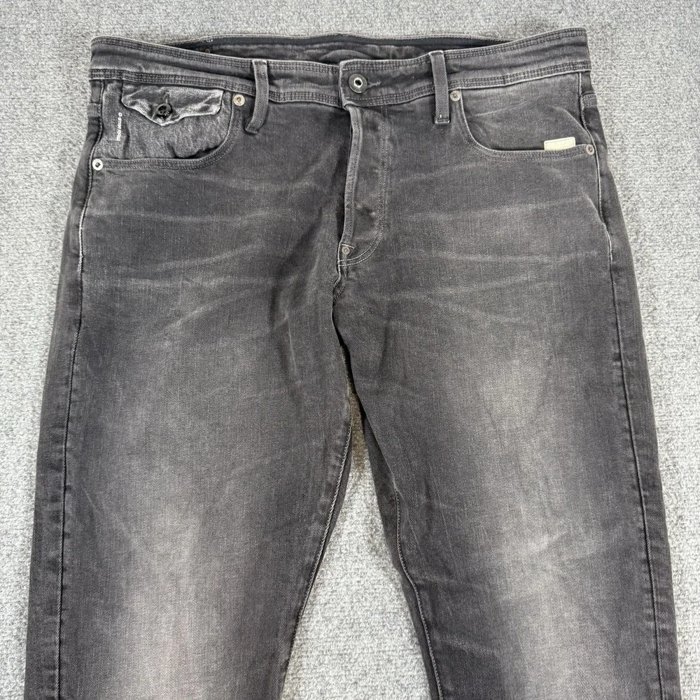 G Star Raw Jeans Mens 36x34 Black Kilcot‎ Straight Tapered Stretch Button Fly